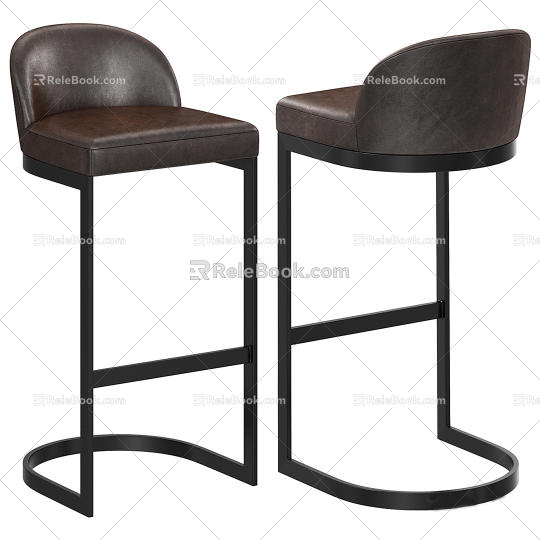 Repair Hardware 1960 s Roman Leather Bar Stool 3d model