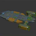 Detailed Sci Fi Spaceship Model Featuring Blue Gray Orange Complex Structure And Components 3d model