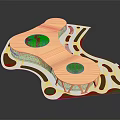 Modern Commercial Complex With Circular Blue Pools Green Landscaped Areas And Flowing Curved Design