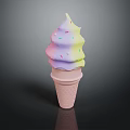 Colorful Swirled Ice Cream Cone With Vibrant Sprinkles And Creamy Layers