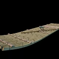 Traditional Bamboo Wooden Boat With Striped Deck And Simple Seating Structure Design