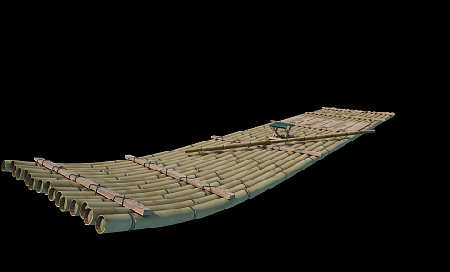 Chinese bamboo raft 3d model