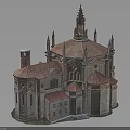 Historic Architectural Model Featuring Dome Spire And Arched Windows With Red Tiled Roof