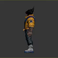 Wolverine Inspired 3D Character Model With Yellow Jacket Blue Shoulders Black Hair And Claws