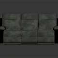 Modern Three Seater Sofa With Gray Upholstery And Dark Armrests Frame Design 3d model