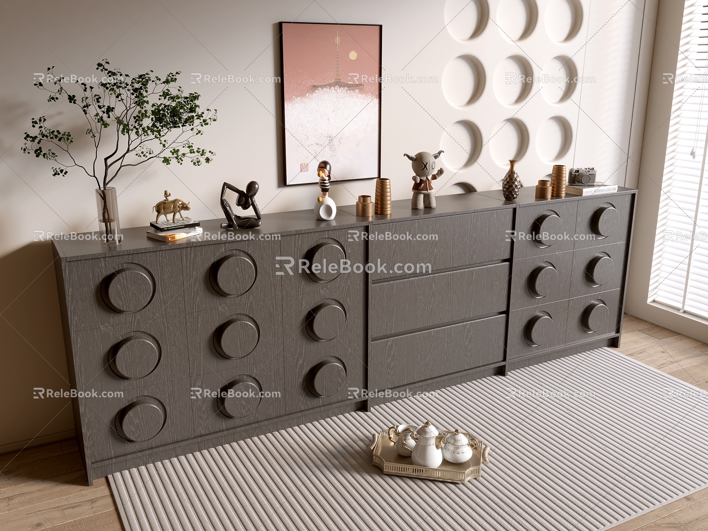 Modern Black Cabinet Whole Cabinet Sideboard Cabinet Balcony Cabinet Storage Cabinet Entrance Cabinet 3d model