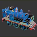 Blue Cartoon Style Train Model With Number 1 And Smiling Face 3d model