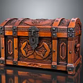 Antique Ornate Wooden Chest With Carved Decorations Metal Clasps And Lock