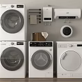 Modern Washing Machines Featuring Various Designs and Wall Mounted Appliance Accessories