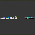 Colorful Geometric Shapes Display Setup With Display Plate And Labels