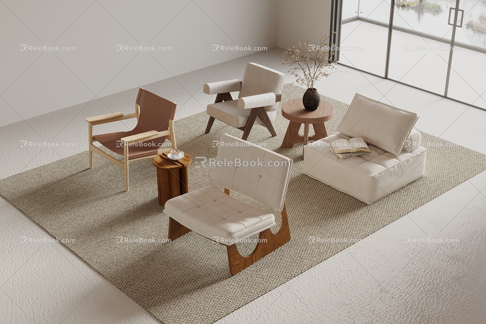 Middle Ancient Style Leisure Chair Single Sofa 3d model