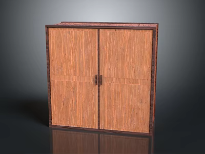 Wooden Double Door Wardrobe With Simple Design And Dark Frame Accents 3d model