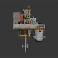 Unique Miniature Building Model With Multi Level Structure And Mixed Material Design Details