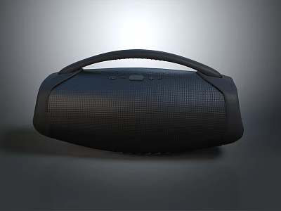 Black Computer Speaker with Mesh Texture Portable Handle and Control Buttons 3d model