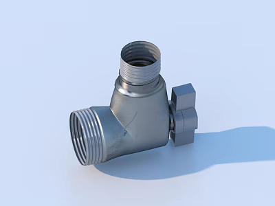 Stainless Steel Faucet Connector with Threaded Interface and Hex Nut Design 3d model