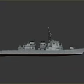 Detailed Military Ship 3D Model With Deck Antenna And Bridge Structure