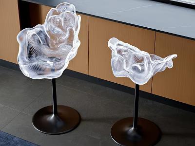 Modern Transparent Acrylic Bar Stools With Black Metal Base And Stylish Design 3d model