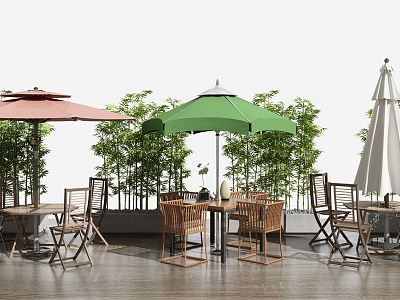 Modern Outdoor Table and Chair Outdoor Leisure Chair Sun Umbrella Bamboo model