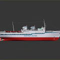 National Cruises Model Cruise Ship With White Red Green Hull And Two Funnels