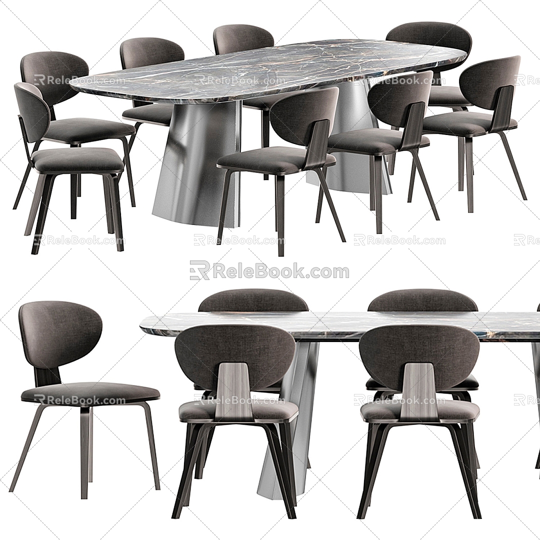 Olos Dining Table and Chair 3d model