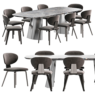 Olos Dining Table and Chair 3d model