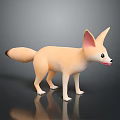 Cute Cartoon Fox 3D Model as Game Movie Character With Big Ears and White Paws