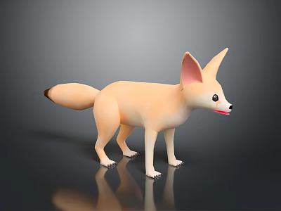Cute Cartoon Fox 3D Model as Game Movie Character With Big Ears and White Paws 3d model