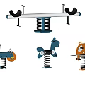 Spring Playground Equipment With Various Animal Shaped Riders For Kids Outdoor Play