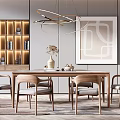 Nordic Dining Table and Chair Combination 3d model