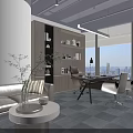 Modern Office Interior With Open Workspace Computers Green Plants Partitions Gray Carpet And White Desks