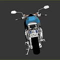 Modern Blue And Orange Motorcycle With Sleek Silver Body And Sporty Design