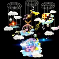 Colorful Kids Room Decor With Clouds Airplanes Music Notes Castle And Stars