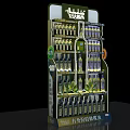 Multi tiered Illuminated Retail Display Shelf with Neatly Arranged Olive Oil Bottles