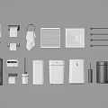 Elegant Modern Bathroom Accessories With Towel Racks Toilet Paper Holders And Trash Cans