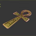 Vintage Golden Ankh Fashion Accessory Pendant With Intricate Symbols For Clothing