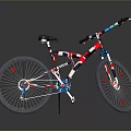 Stylish Bicycle With Unique Red White Blue Geometric Frame And Black Seat Handlebar