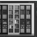 Modern Modular Bookcase with Books File Folders and Storage Jars 3d model