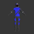 Blue And Gray Functional Outfit With Reflective Details Helmet Visor And Crossbody Bag