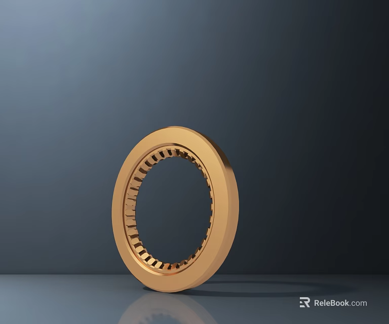 Elegant Golden Circular Sculpture with Hollowed Out Texture on Dark Background 3d model 