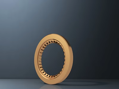 Elegant Golden Circular Sculpture with Hollowed Out Texture on Dark Background 3d model