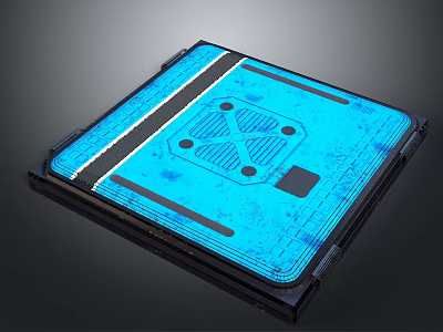 Blue Transparent Electronic Module With Internal Heat Sink And Circuit Structure 3d model