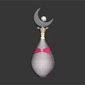 Luxury Perfume Bottle With Moon Shaped Top Pink Decorative Band And Gold Accents