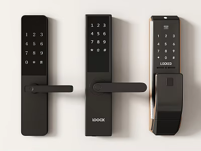 Modern Smart Door Locks With Digital Keypad And Fingerprint Scanner Design 3d model