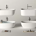 Elegant Modern White Free-standing Bathtub with Faucet and Bathroom Accessories