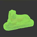 Reclining Lion Sphinx Stone Sculpture with Detailed Facial Features and Base