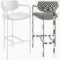 Stylish Modern Stools with Gold Metal Frame and Dark Blue Black Upholstered Seats