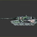 Camouflaged Military Tank With Tracks Turret And Long Cannon Barrel