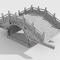 Traditional Stone Arch Bridge with Intricate Stone Railings and Staircase Design