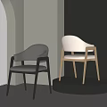 Modern Accent Chairs in Dark and Light Gray with Wooden Legs Armrests for Contemporary Interior