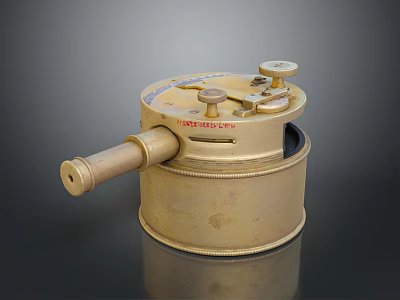 Antique Brass Astrolabe Vintage Astronomical Instrument with Knobs and Long Tube 3d model